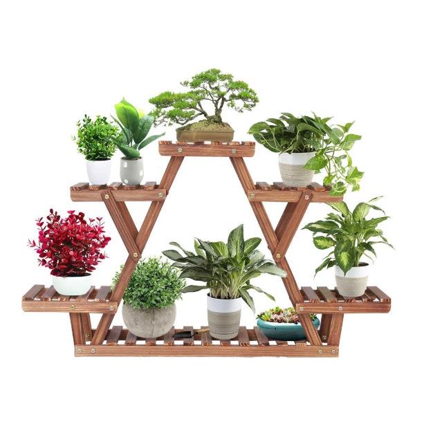 木质植物架三角形植物架多层花卉展示架储物架6盆