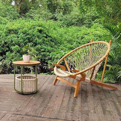 馨宁居藤编圈椅阳台休闲懒人靠背椅网红民宿花园庭院创意阳台桌椅