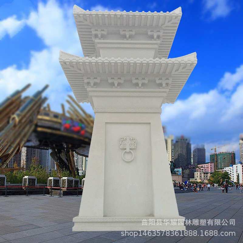 石雕阙楼唐雀汗厥石塔石头柱子眺望台牌坊灯塔大型汉阙门楼摆件