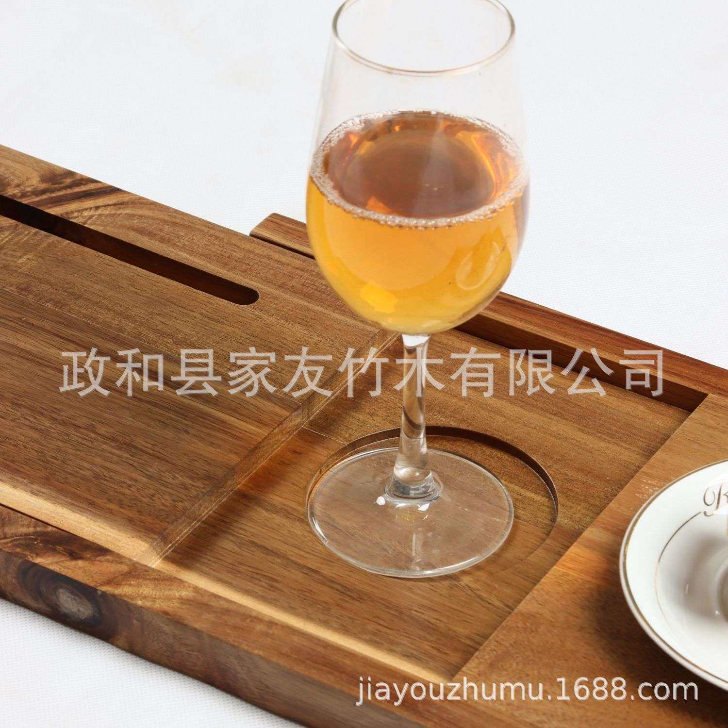 相思木伸缩款浴缸架带杯孔带手机槽木质浴缸置物架亚马逊跨境托盘
