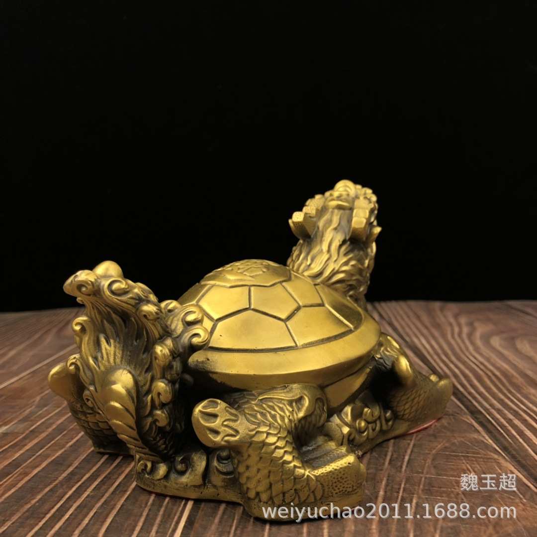 纯铜龟摆件家居龙龟金龟大号聚宝盆龙龟铜金钱龟龙头龟办公室摆件
