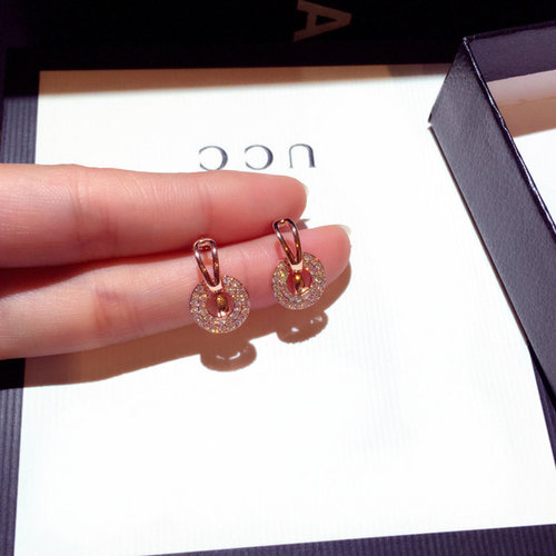 轻奢高级适合圆脸18k玫瑰金耳环