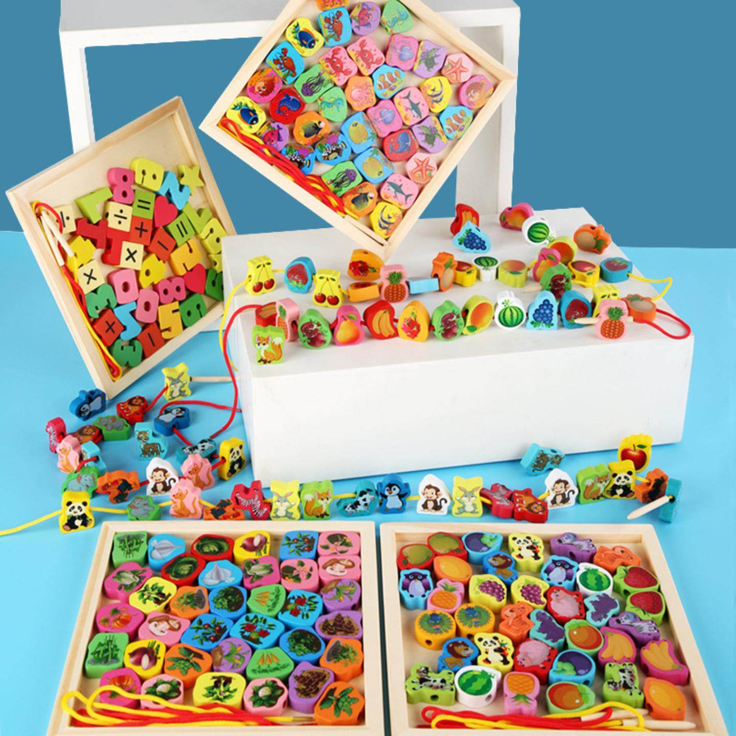 儿童木制串珠益智科教玩具