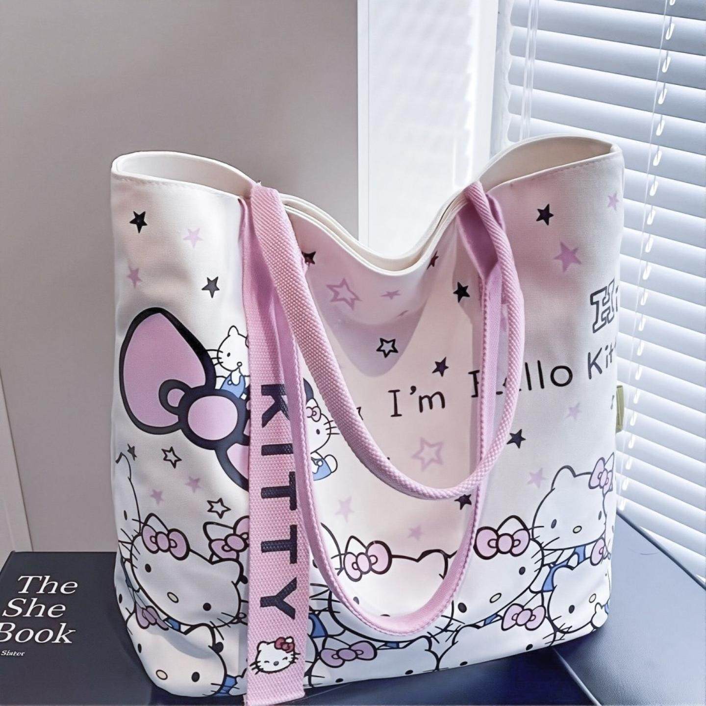 hellokity卡通帆布包时尚包女手提袋可爱通勤百搭单肩托特大容量,箱包皮具/热销女包/男包,时尚帆布包,淘宝优惠券,粉丝福利购,淘宝优惠卷