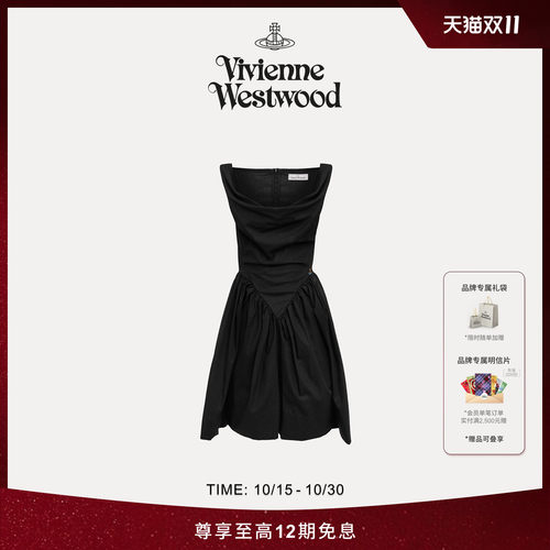Vivienne Westwood西太后MINI SUNDAY女式垂褶领口收腰无袖连衣裙