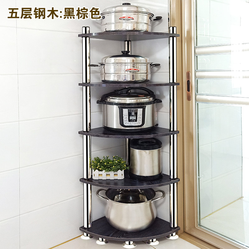 加厚不锈钢放锅架子厨房置物架扇形角落收纳架落地三角架厨具用品