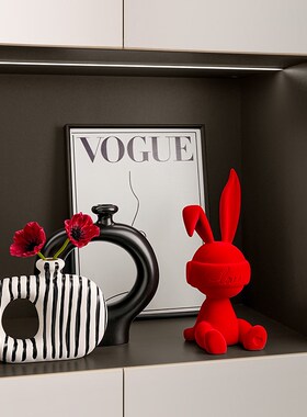 闪电兔子坐姿摆件卡通创意现代轻奢客厅酒柜电视柜入户玄关装饰品