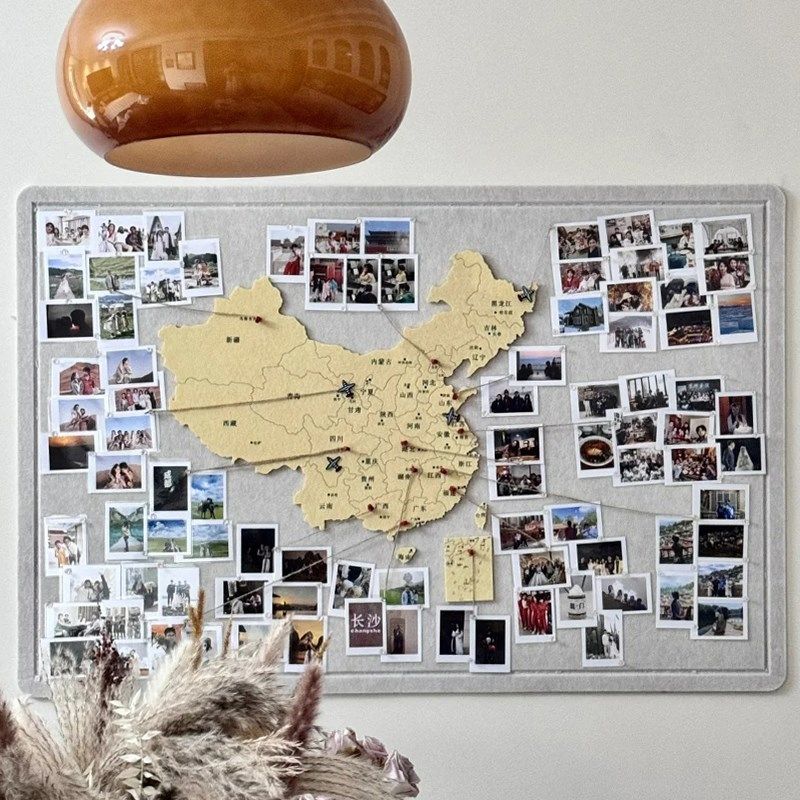 毛毡地图旅行足记打卡照片墙创意背景玄关客厅墙面装饰自粘展示板,家居饰品,玻璃膜/贴,淘宝优惠券,粉丝福利购,淘宝优惠卷