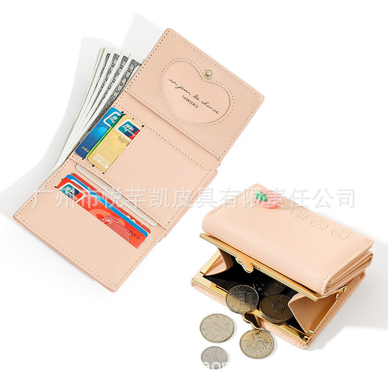 2023新款欧美可爱折叠女式韩版钱包PU卡通迷你夹子卡包零钱包学生