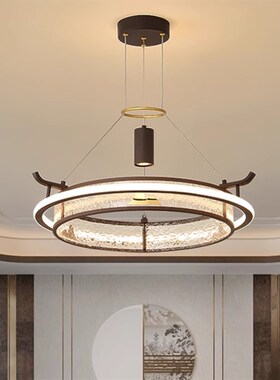 新中式客厅吊灯圆形LED餐厅饭店包房包间酒店会所现代茶室吊灯