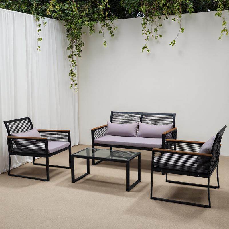 组欧式四件套/套装沙户外庭院圆编藤沙椅发花园露台别墅藤茶发几