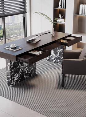 款意式轻极简书桌办公新桌奢书去客IVG厅化大长书桌现代房家用电