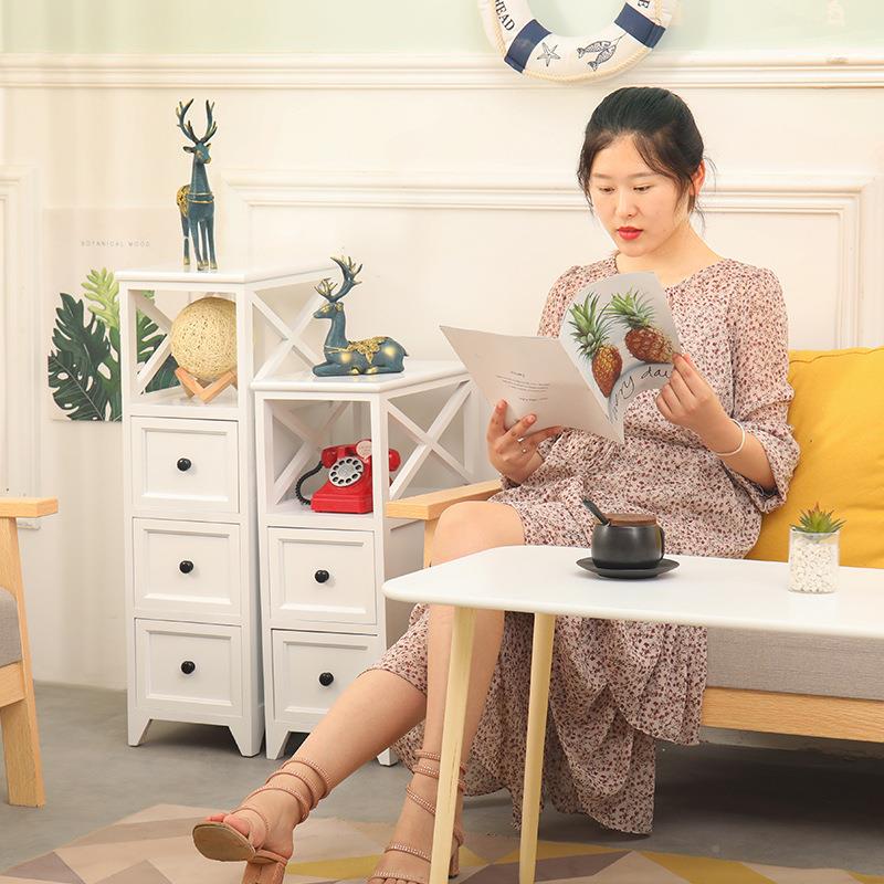 小型头柜超窄20/25//035/宽642实木床夹缝收纳柜子3抽屉式缝隙储