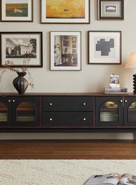 实木美法式DOA复古小户型黑色电式视柜茶简约厅组合几客收纳储物