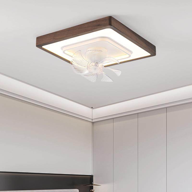 客风扇顶灯室黑胡桃实木卧灯现代吸10新中式餐厅厅家用一体吸顶灯