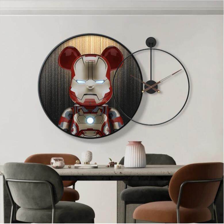 2al202307023新款轻奢代餐装时饰画厅钟钟表饭厅歺餐厅挂画现简约