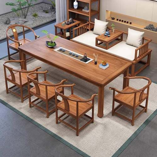 桃KAD木实木罗汉床茶桌组合新式家椅用小型中茶胡几客厅办公室泡