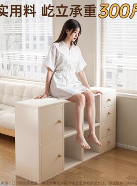 实木书柜地物柜QSK客厅落隔断家柜子置沙发旁侧边柜靠墙储物柜用