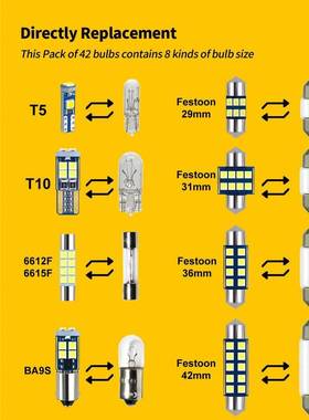 汽车室内灯2件读套汽车LE42PCS套D车装内车顶灯阅4灯后备箱灯牌照