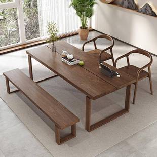 轻桌美桃式 复古莫比wyy20250恩实木餐桌胡写字书小户型洽谈办公桌