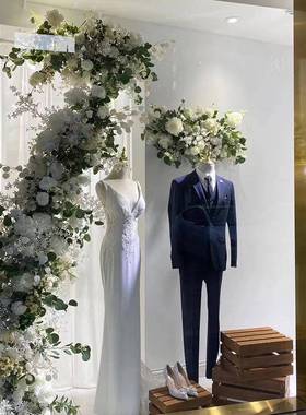 系AWS森白色婚礼场景布置仿花艺庆道具酒店户婚外橱窗民宿装饰真