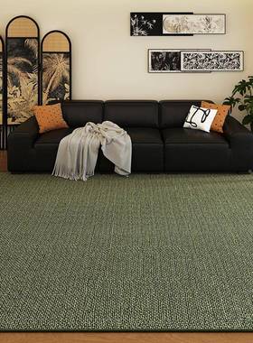 古绿色地毯客厅2025款免洗复可F5M8H95J擦轻奢新剑麻感亚麻中古风