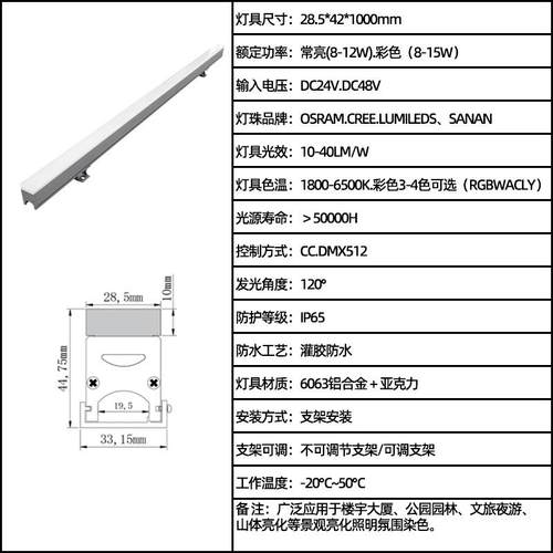 1W2全户外防水DM51彩2楼宇大厦氛围亚克力轮廓像X素点ECO-XTR光源