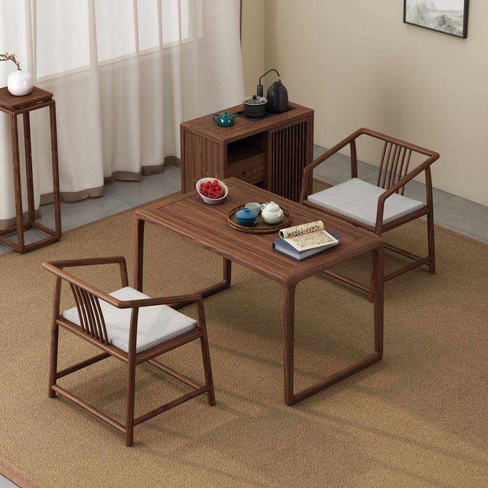 K新中式合阳7台茶桌椅组榆MVV茶台小户型老茶几泡茶桌子家用实茶