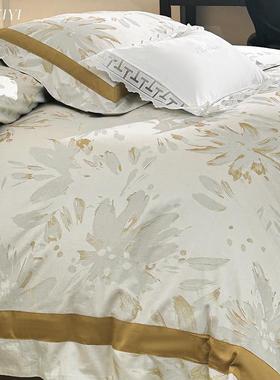 轻奢100件S长绒棉提花床上四套全被棉纯棉套床YC96960床单裸睡品