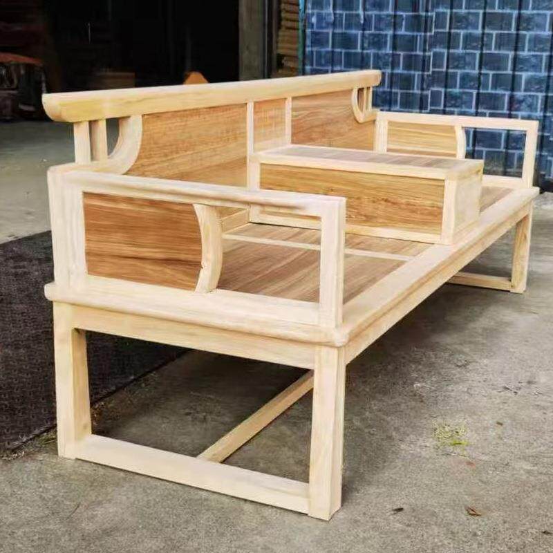 新中式实木罗汉床躺白简型约沙发床明式小户胚罗汉床白客厅家用椅