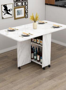 折叠餐桌用小户型可移OOF带轮可伸缩长方形简易多家动功吃能饭小