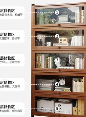 网红书置FNR物架落地书柜储物柜一体架靠墙收纳家用多防层门带尘