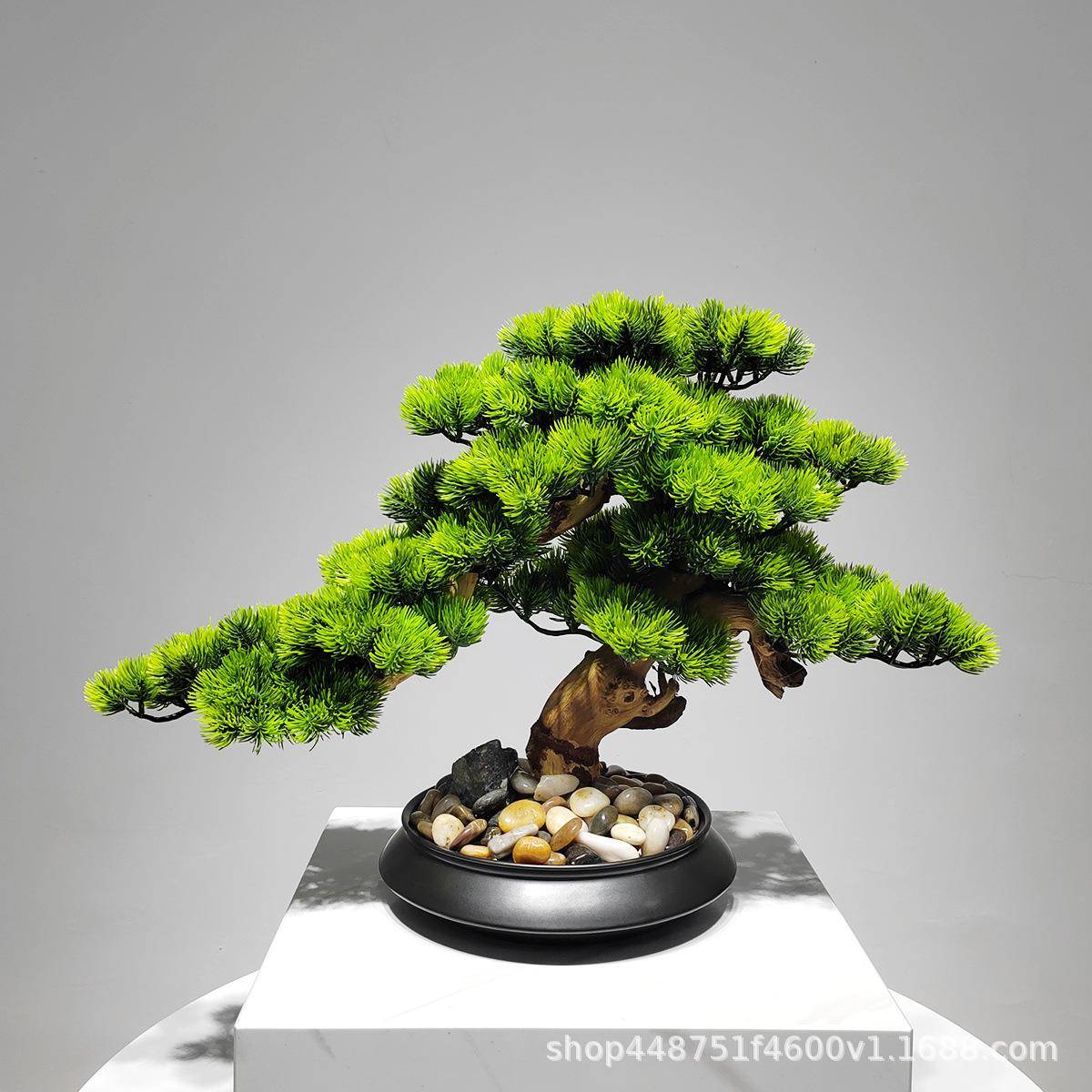 新中植物盆迎客松仿真松叶崖景柏造摆景酒店大式厅815走廊玄关装