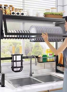 厨房水槽置物架台多面XYD10181能碗纳碟水池碗柜功防尘带柜门碗盘