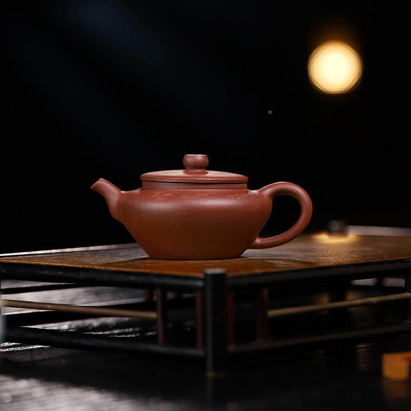 宜壶兴紫砂茶具原品矿紫泥手工紫砂用壶家小虚虚扁壶扁紫砂壶
