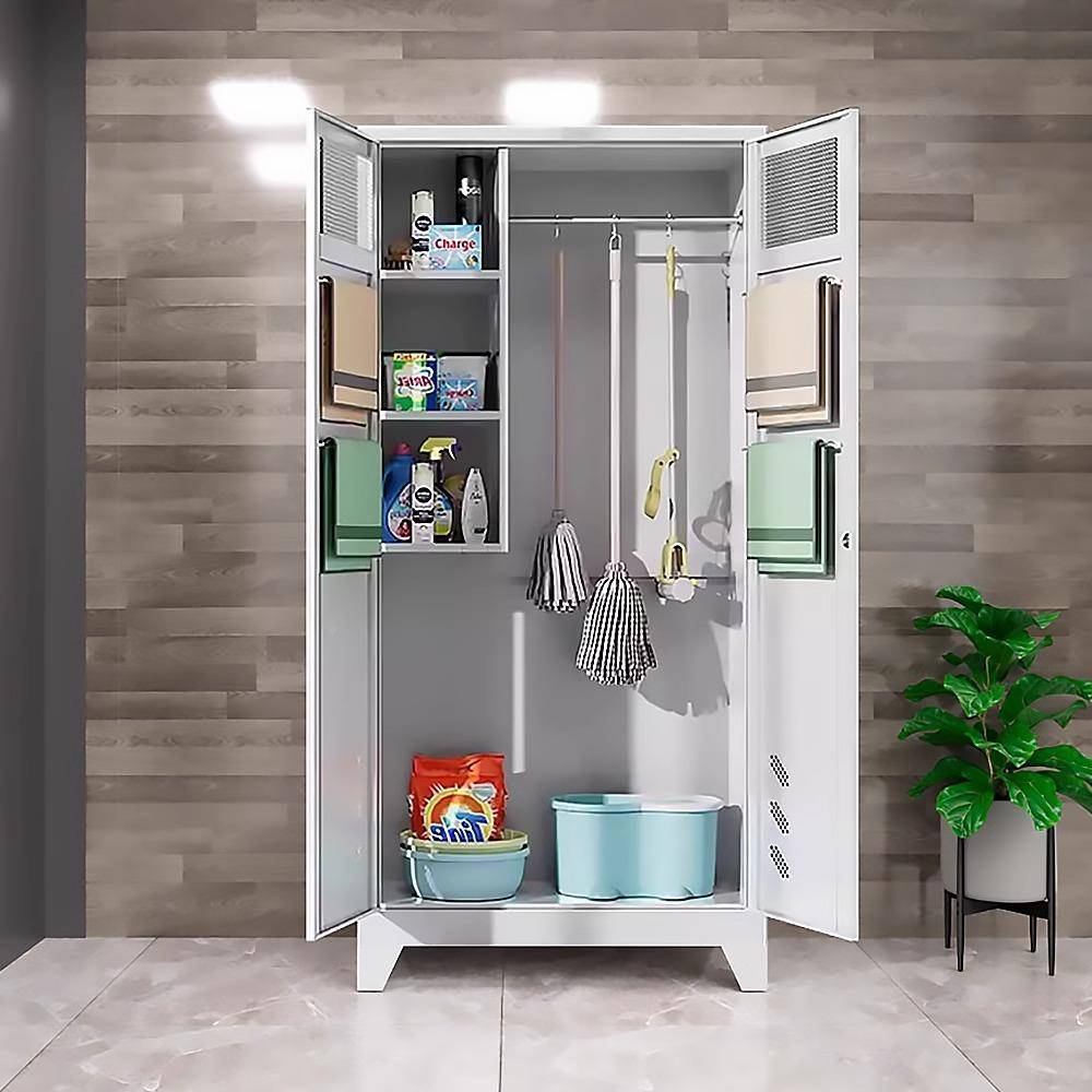 学34不锈钢清洁柜校用工厂保洁卫生工具柜家0储物拖把扫把收018纳