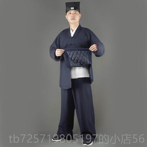 高档服装男冬道士季加厚中长道三清领道服女加袍绒对襟太极服棉袄
