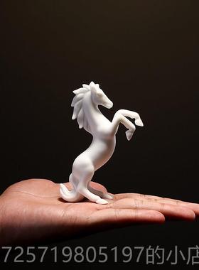 高档创意陶水瓷马观摆件立马有钱白招财风微景配件生肖马到成功摆