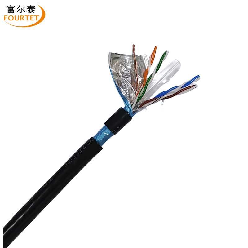 供应 黑色 CAT6E FTP 24AWG 超六类7*0.18多股无氧铜屏蔽网络线