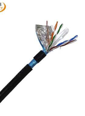 供应 黑色 CAT6E FTP 24AWG 超六类7*0.18多股无氧铜屏蔽网络线