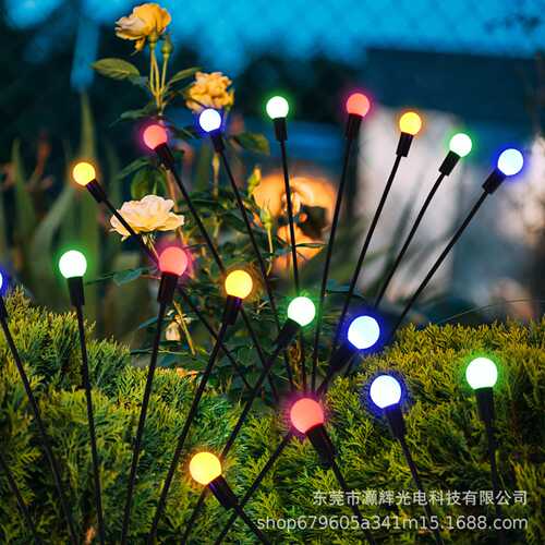 亚马逊热卖太阳能风动萤火虫灯庭院花园装饰草坪灯户外防水插