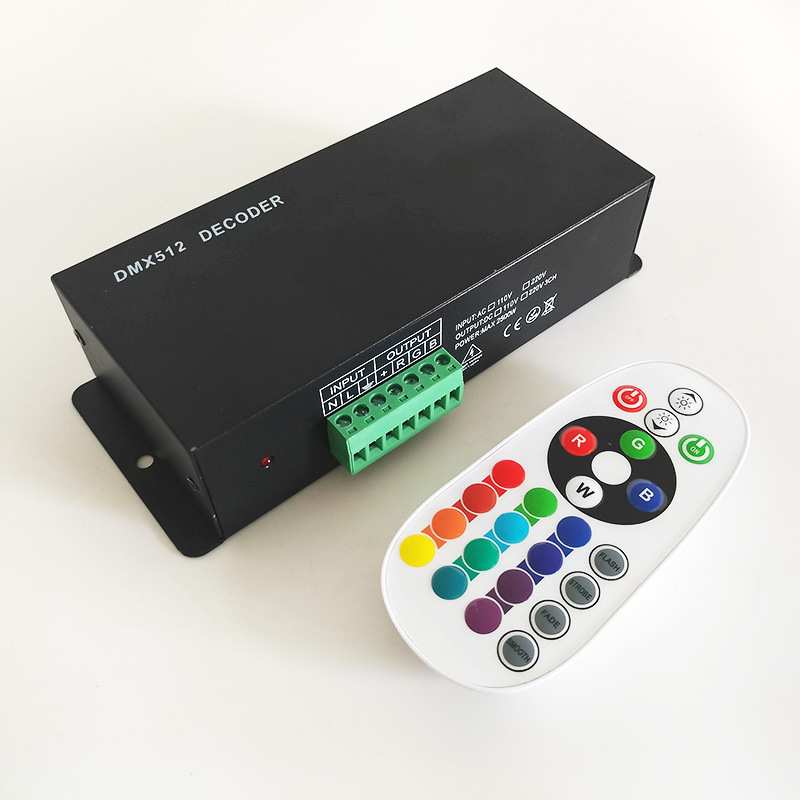 220V 110V 高压LED灯条DMX512同频解码控制器 远距24键RF射频遥控