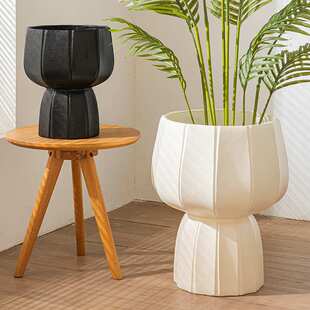 花束高脚落地镁泥花盆陶瓷家用大口径大号天堂鸟花盆家居装饰摆件