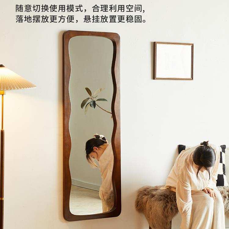 全身镜挂墙简约现代花边大镜子家用试衣镜女生卧室穿衣镜落地新款