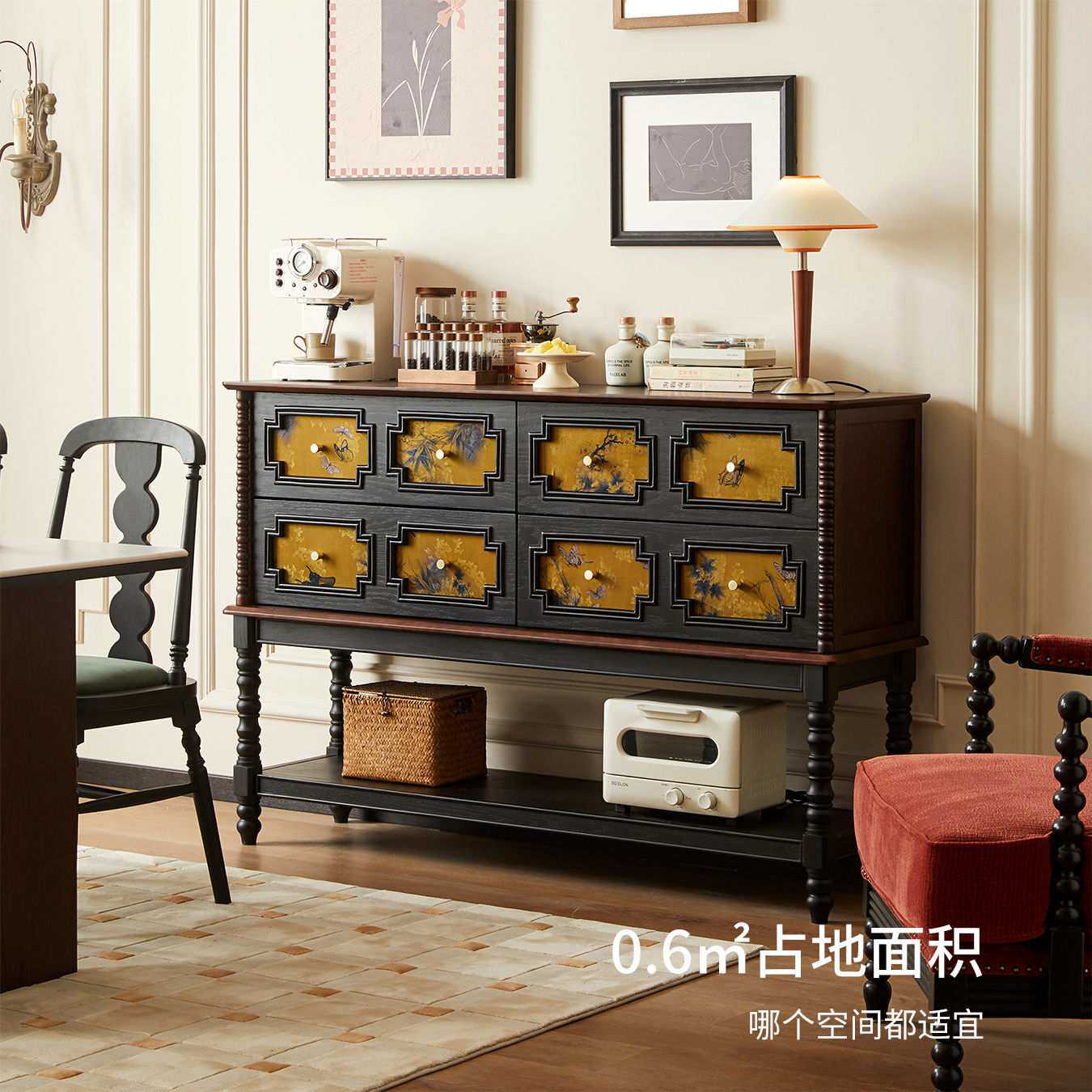 中古风门口入户玄关柜客厅香云纱案台美式储物柜餐边柜储物柜鞋柜