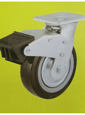 正厂环球GLOBE脚轮5寸重型双轴承黑色超级聚氨酯万向轮刹车轮