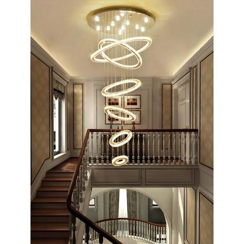 别墅复式楼吊灯现代简约创意客厅大中空北欧loft公寓楼梯间长吊灯