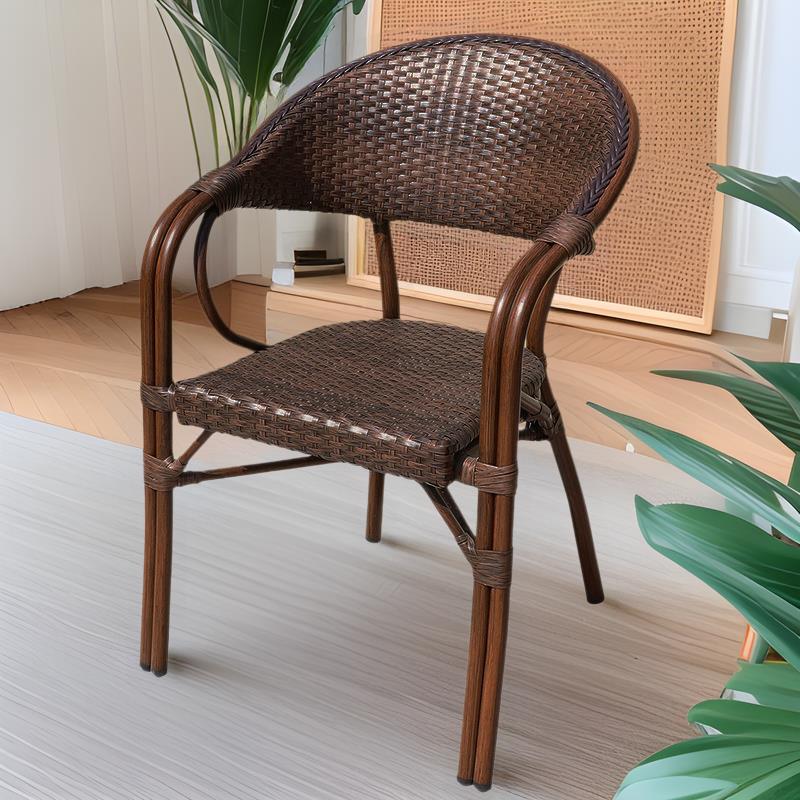 户外休闲藤编桌椅花园露台咖啡厅奶茶店洽谈四人位藤编桌椅