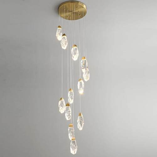 简约创意过道楼梯灯酒店会所大堂水晶灯石头LED吊灯别墅装饰灯