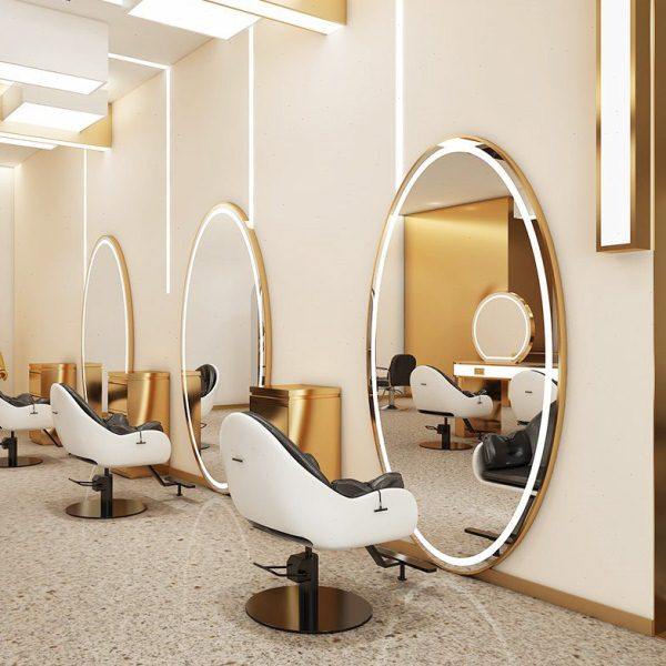 潮店美发镜台理发店镜子网红鹅蛋椭圆灯镜壁挂式智能触屏发光镜子,商业/办公家具,理发镜台,淘宝优惠券,粉丝福利购,淘宝优惠卷